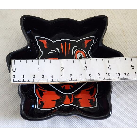 CANDY/TRINKET DISH-SOURPUSS-Black-Orange Cat-Display-Ashtray-Small - Picture 8 of 8